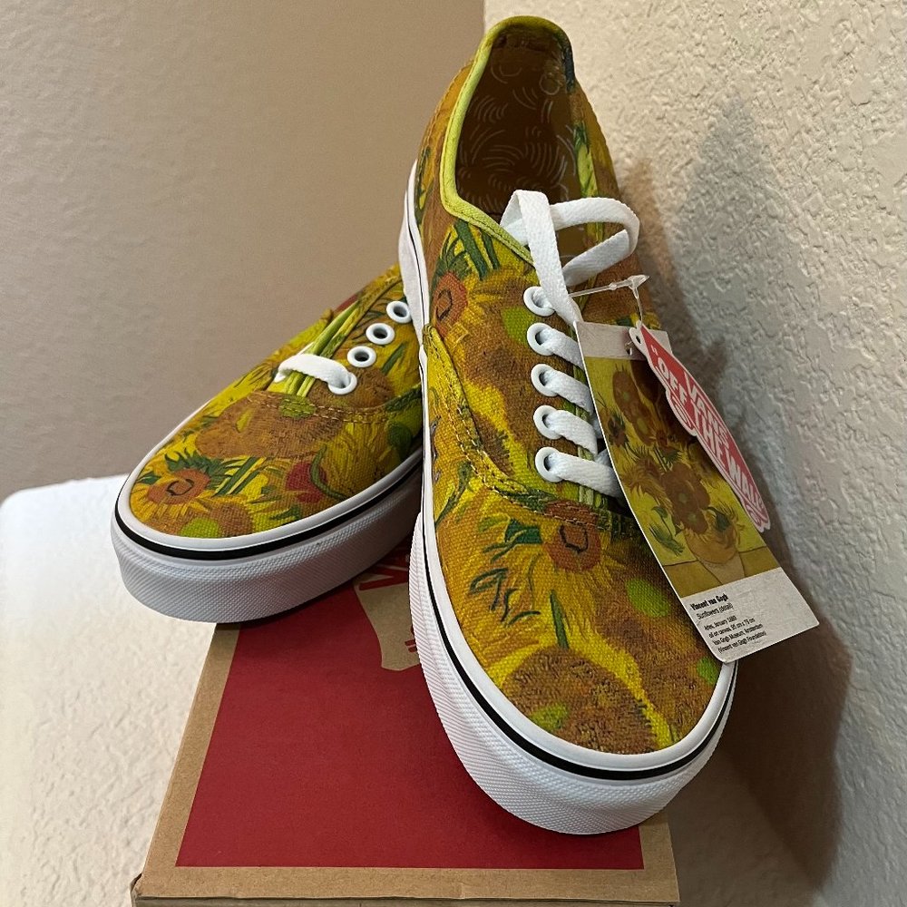 Vans- Ltd. Edition Van Gogh Sunflower Tennis Shoes- Size 8.5, Yellow, Brn & Grn